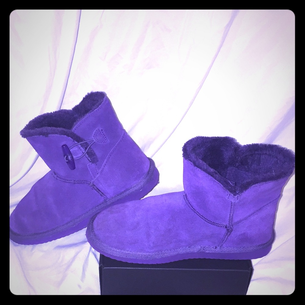 Purple fuzzy booties size 7